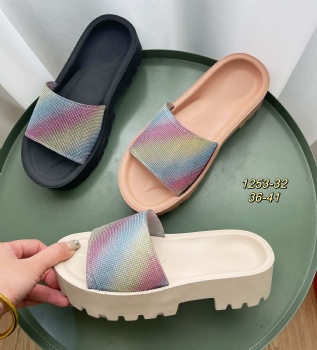 Women Fashion Colored Pvc Slippers Heels Shoes