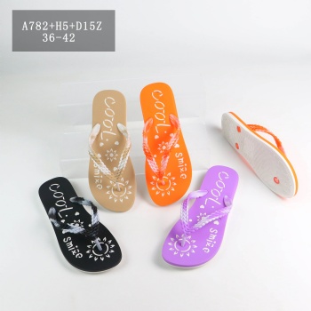 Womens Flip-Flops on PVC Comfortable Beach Shoes