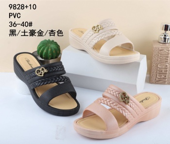 Casual Flat Bottom Slippers PVC Women's Beach Slides High heel Shoes