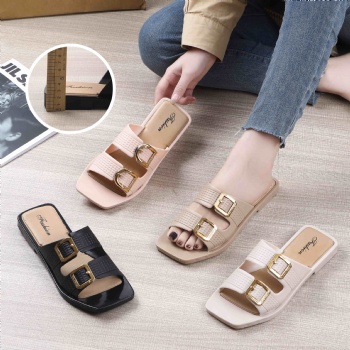 Wholesale square toe slippers lady fashion pvc slippers sandals flat slippers ladies