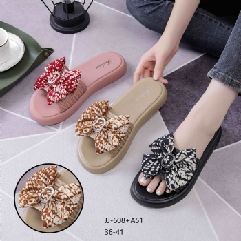 Ladies' Bow Flat Sole Slippers PVC Slippers New design