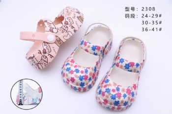 Pink Cartoon Animal Pattern Non-Slip PVC Sole sandals for Kids