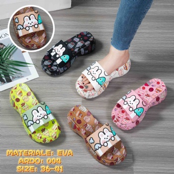 Ladies' thick bottomed EVA slippers outdoor open toe 3D printed fashionable slippers