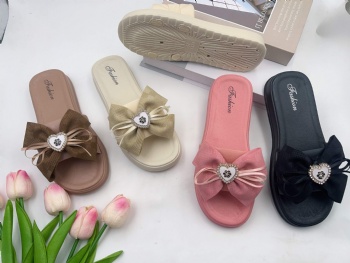 New women's elegant bow round toe open toe slippers