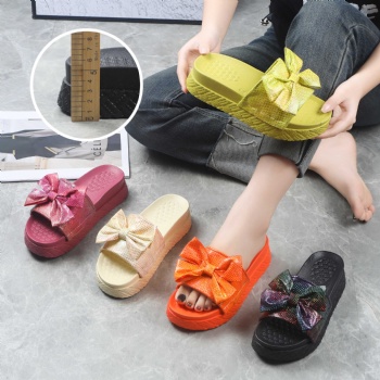 New Fashionable Women's Elegant Bow Thick Bottom Open Toe Slippers