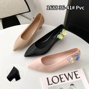 Women Crystal Sandals PVC Plastic Shoes Slippers Custom Lady Elegant Butterfly Decoration High Heel Sandals