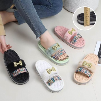 shiny edge argyle insole lady slippers women bling flat slippers shoes manufacture in china