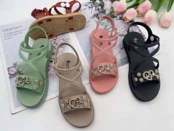 Women's square toe thick soled sandals PVC sandals