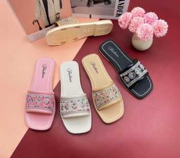 square shoes open toe women slippers lady flat slippers made in china good quality shoes