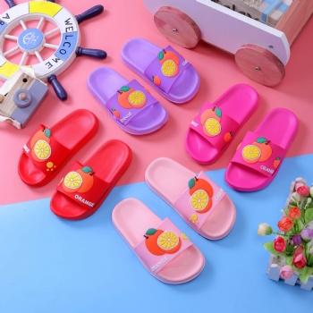 PVC Cute Fruit Soft Bottom Non-slip Flat Girls Children's Slippers