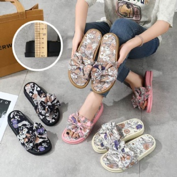 Woman Summer Bowknot Slippers Open Toe PVC Comfortable Slippers