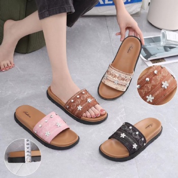 cloth upper lady slippers fashion women flat slippers made in china wholesale shoes