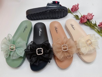 Women Summer Bowknot Slippers Open Toe PVC Comfortable Good Style