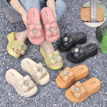 high heel women plastic slippers thick good quality lady slippers apple green color girls nice looking shoes bow knot shoes