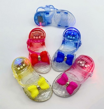 Kids PVC Cute Soft Non-slip Sandals With Light For Girls