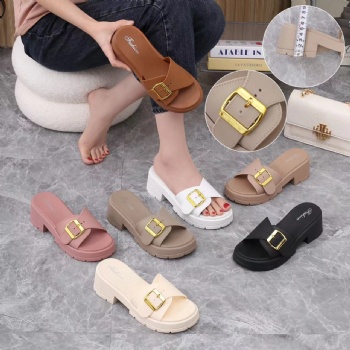 buckle colorful lady slippers women heel shoes made in china soft lady flat slippers non-slide shoes