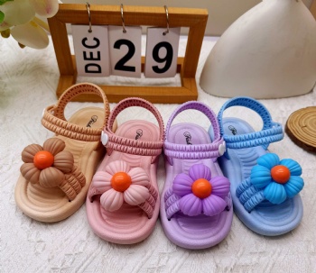 Hot Selling PVC Open Toe Cute Cartoon Anti-Slip Slide Slippers Baby Girls Kids Slippers for Summer