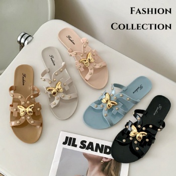 High Quality PVC Flat Non-slip Soft Casual Shoes Comfortable Women Slippers