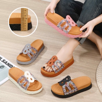 double color khaki sole women plastic slippers middle heel lady shoes rhinestones girls nice slippers