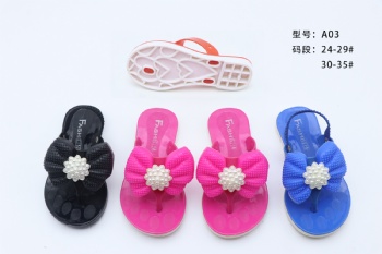 Child Kids Bow Design Slippers For Girls Outdoor Summer PVC Soft Sandal